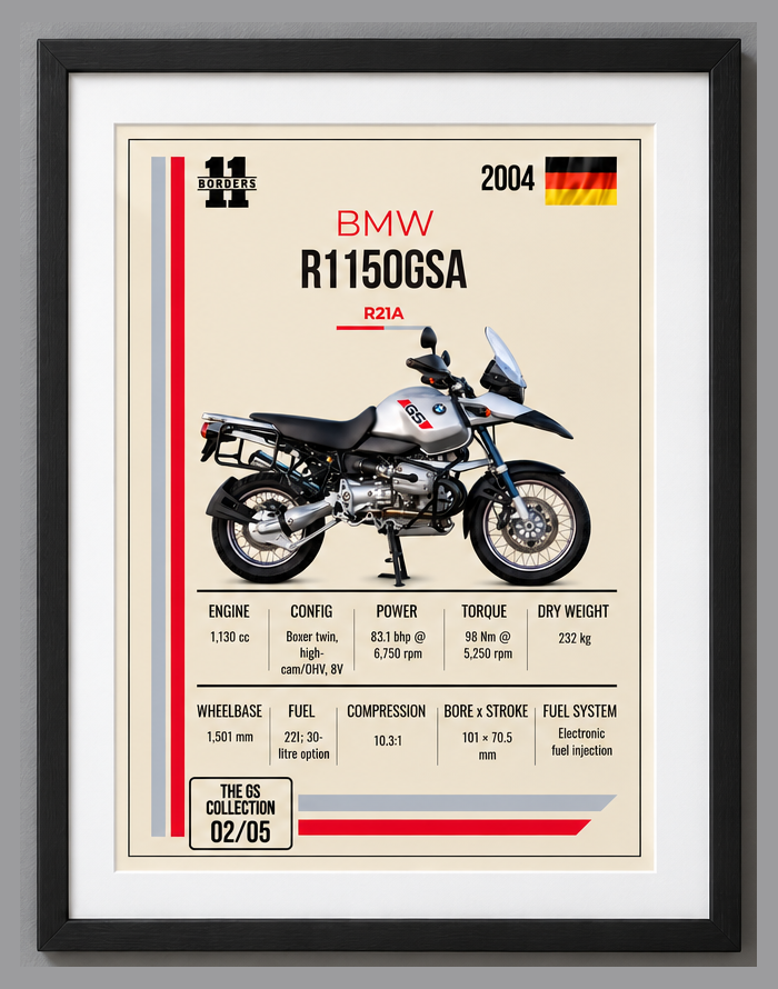 2004 BMW R1150GSA Motorcycle Art Print, A4 or A3, Unframed