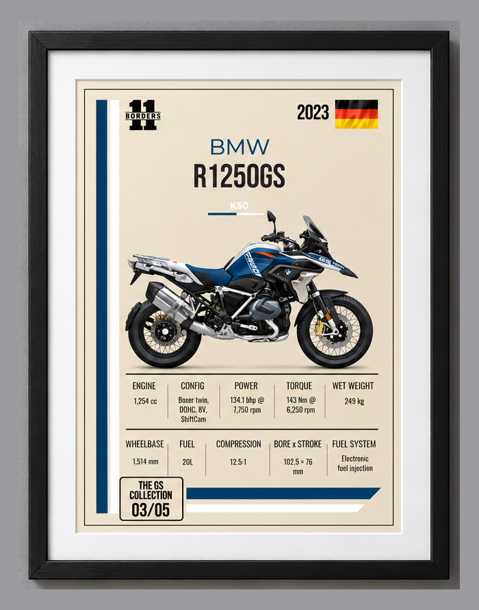 2023 BMW R1250GS Motorcycle Art Print, A4 or A3, Unframed