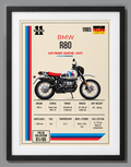 1985 BMW R80 G/S Paris-Dakar Motorcycle Art Print, A4 or A3, Unframed