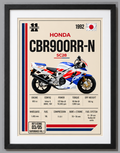 1992 Honda CBR900 RR Motorcycle Art Print, A4 or A3, Unframed