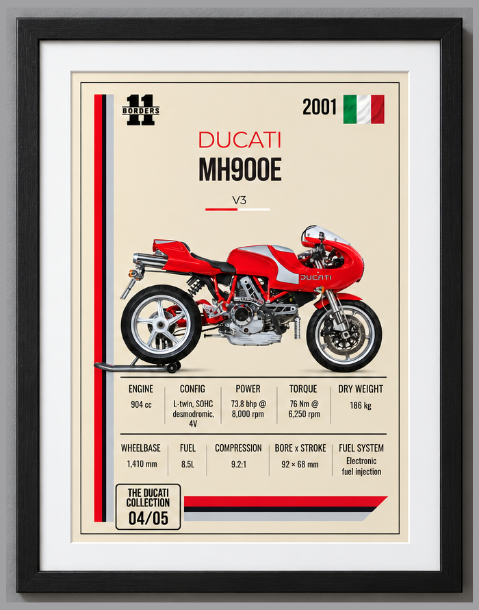 2001 Ducati MH900e Motorcycle Art Print, A4 or A3, Unframed