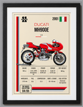 2001 Ducati MH900e Motorcycle Art Print, A4 or A3, Unframed