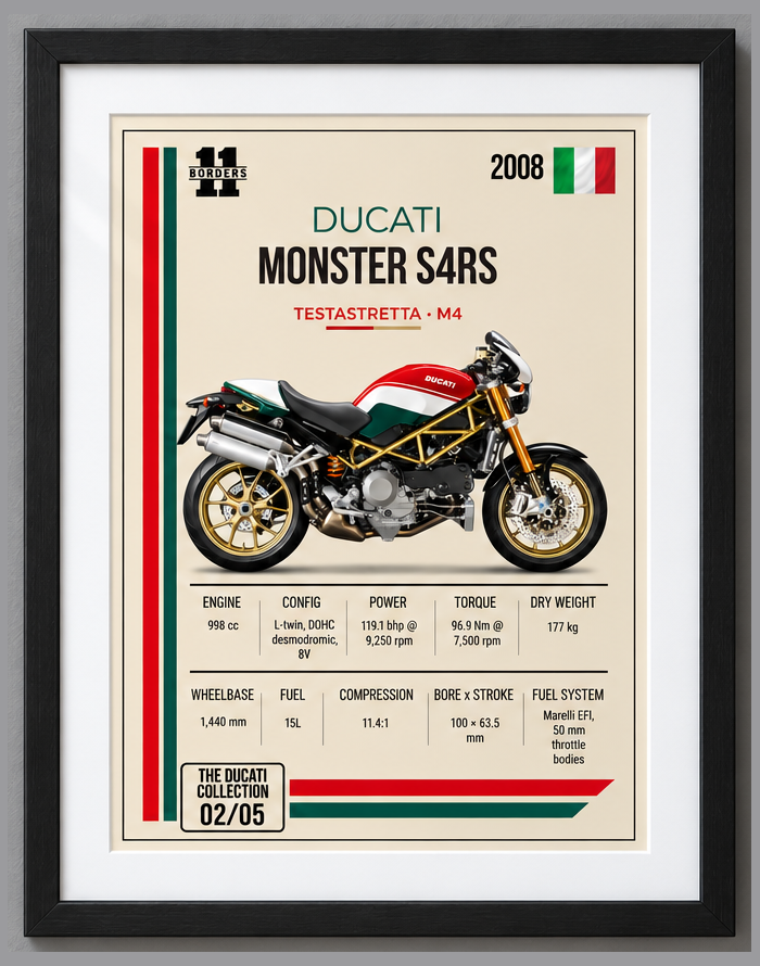 2008 Ducati Monster S4RS Motorcycle Art Print, A4 or A3, Unframed