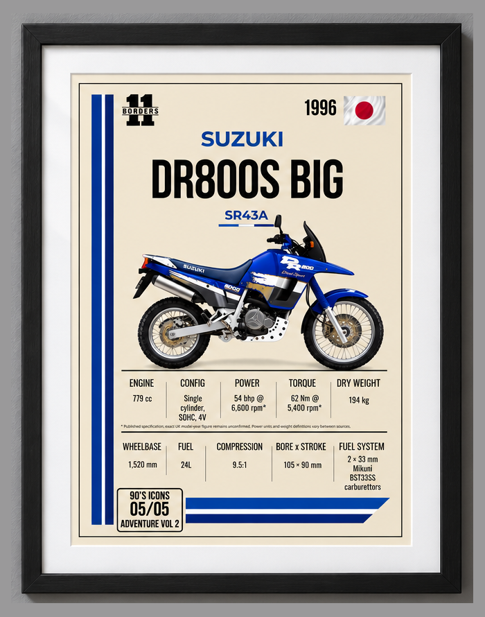1996 Suzuki DR800S Big Motorcycle Art Print, A4 or A3, Unframed