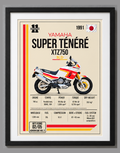 1991 Yamaha Super Ténéré Motorcycle Art Print, A4 or A3, Unframed