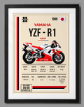 1998 Yamaha YZF-R1 Motorcycle Art Print, A4 or A3, Unframed