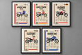 90's Icons Adventure Vol 2 full collection, 5 motorcycle art prints