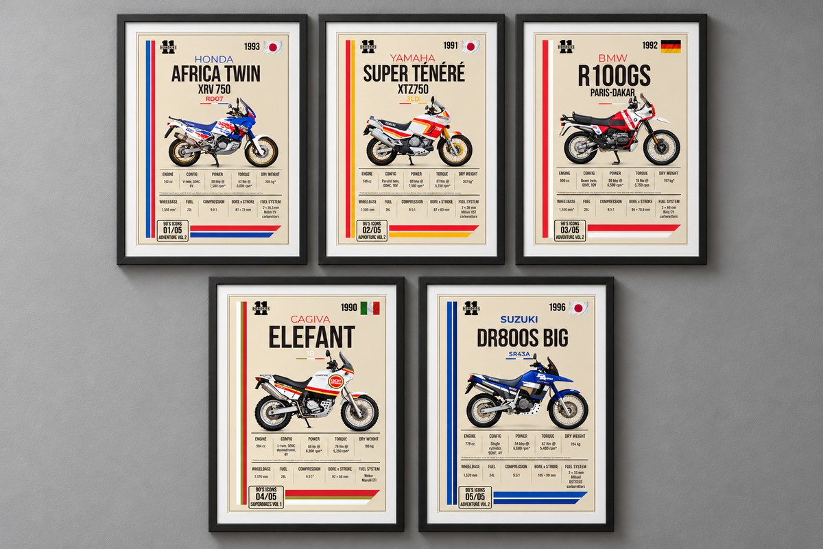 1992 BMW R100GS Paris-Dakar Motorcycle Art Print, A4 or A3, Unframed