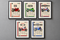 90's Icons Superbikes Vol 1 full collection, 5 motorcycle art prints