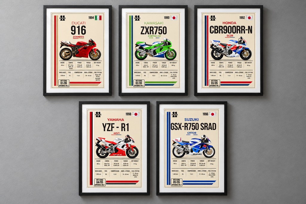 1998 Yamaha YZF-R1 Motorcycle Art Print, A4 or A3, Unframed