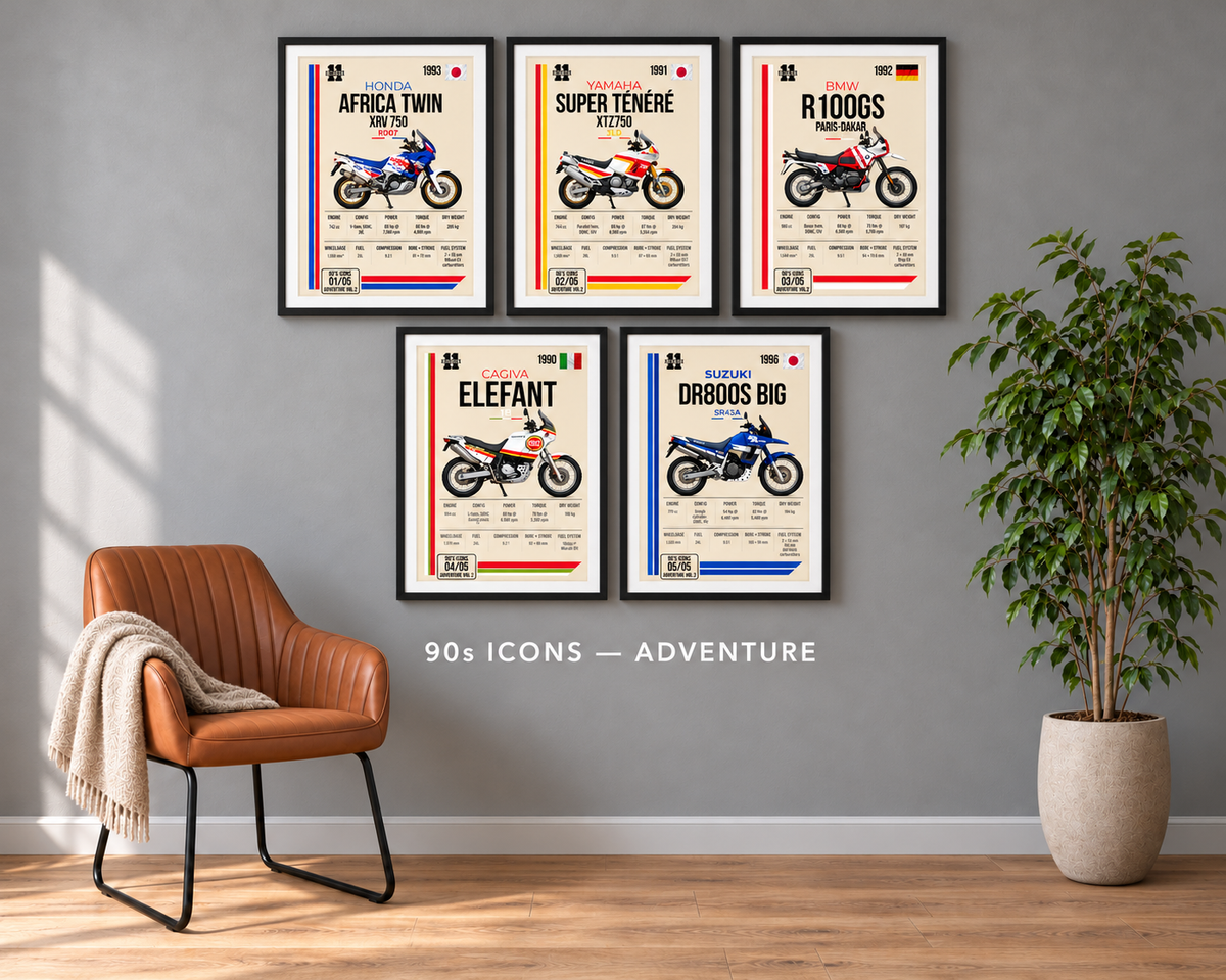1992 BMW R100GS Paris-Dakar Motorcycle Art Print, A4 or A3, Unframed