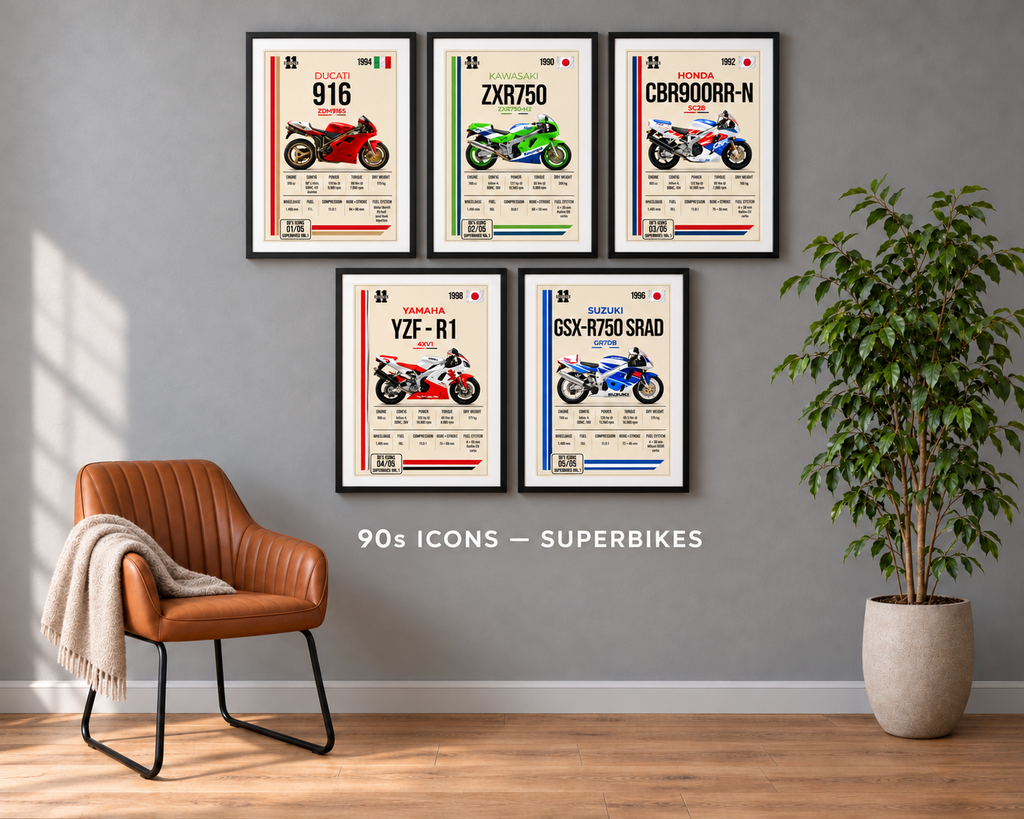 1992 Honda CBR900 RR Motorcycle Art Print, A4 or A3, Unframed