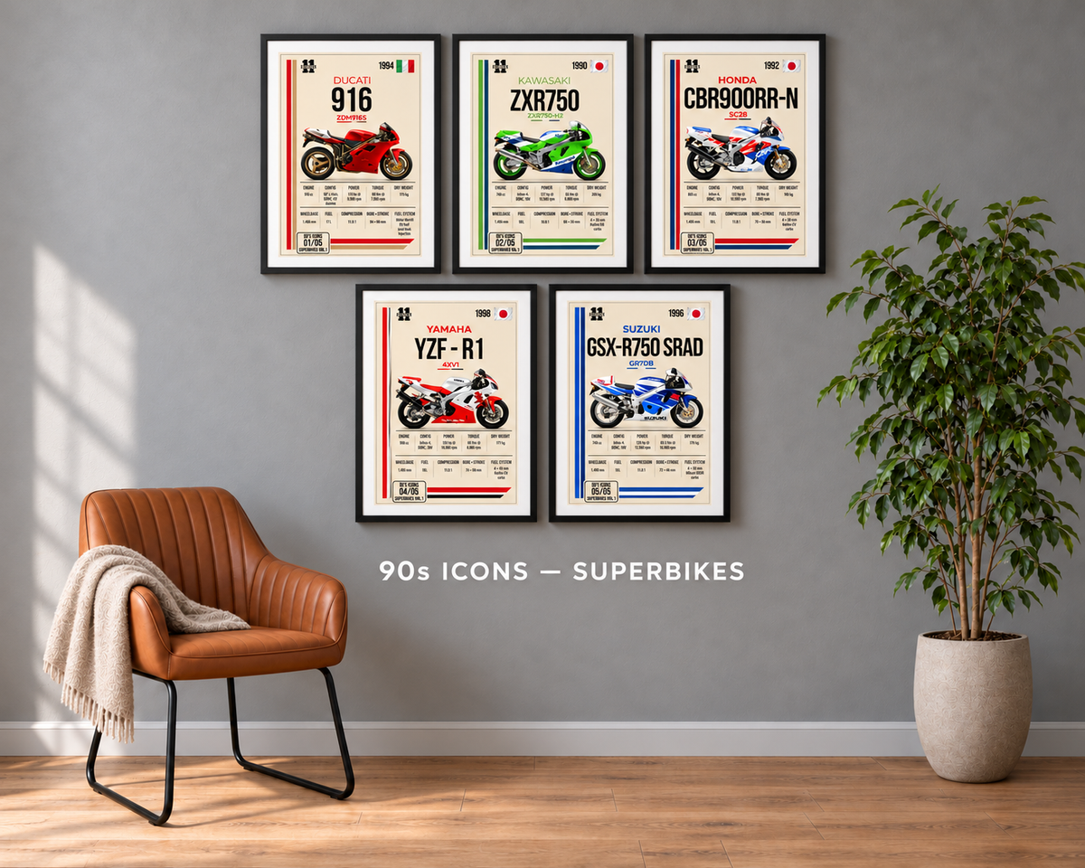 1992 Honda CBR900 RR Motorcycle Art Print, A4 or A3, Unframed