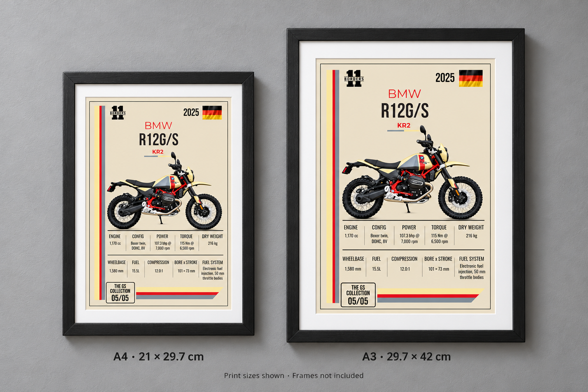 2025 BMW R12 G/S Motorcycle Art Print, A4 or A3, Unframed