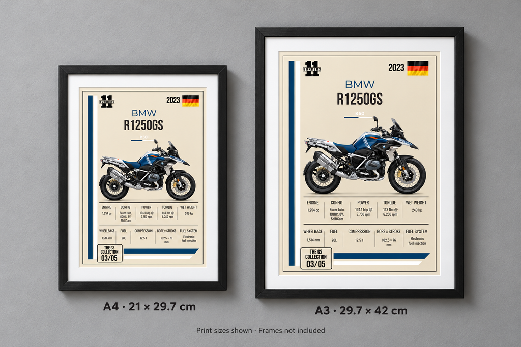2023 BMW R1250GS Motorcycle Art Print, A4 or A3, Unframed
