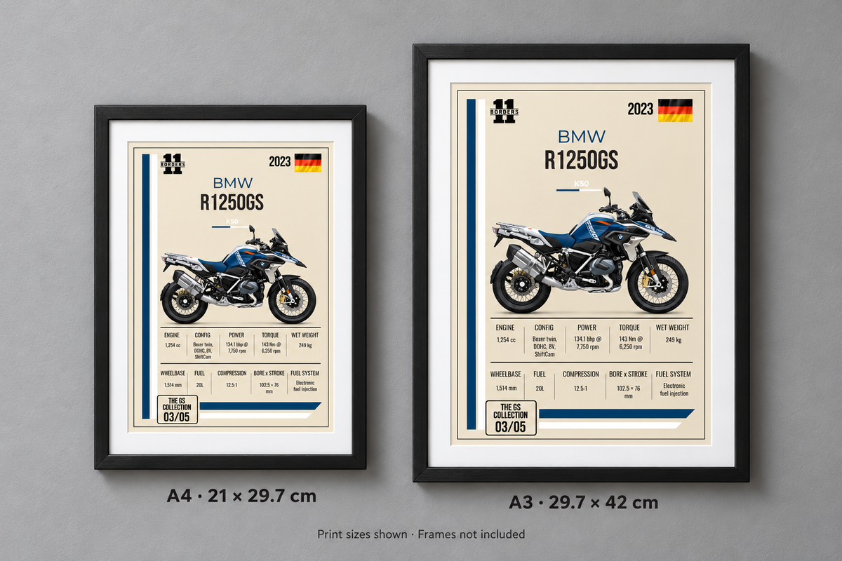 2023 BMW R1250GS Motorcycle Art Print, A4 or A3, Unframed