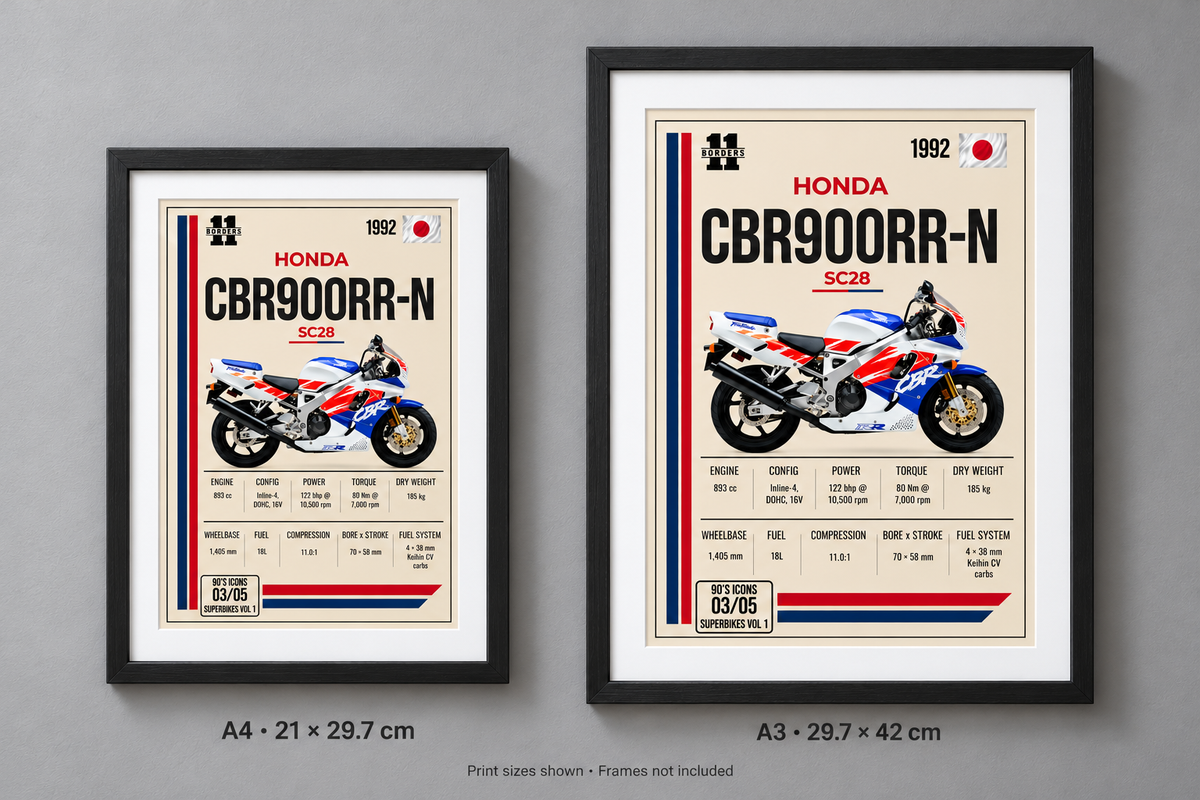 1992 Honda CBR900 RR Motorcycle Art Print, A4 or A3, Unframed