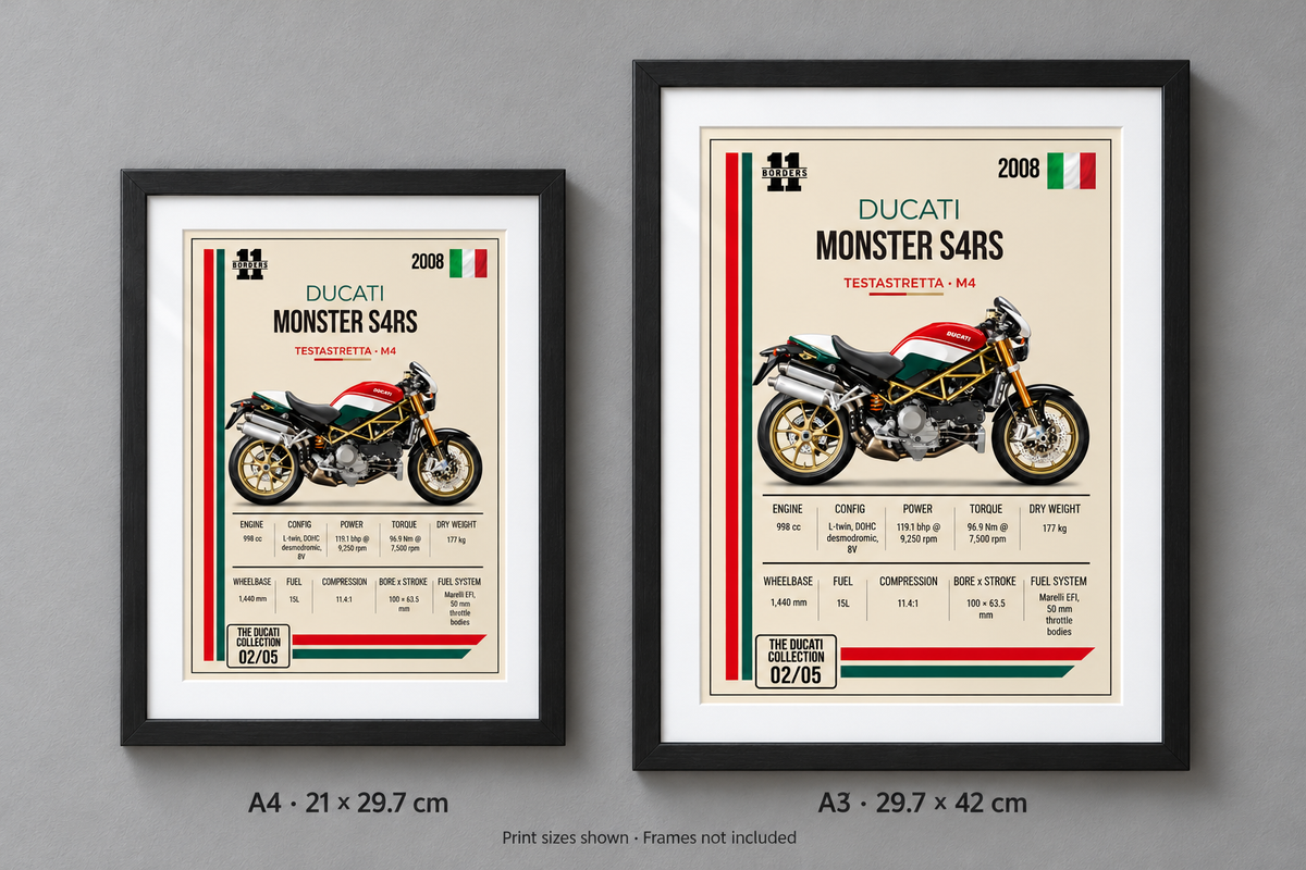 2008 Ducati Monster S4RS Motorcycle Art Print, A4 or A3, Unframed
