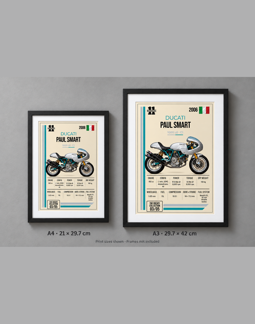 2006 Ducati Paul Smart 1000 LE Motorcycle Art Print, A4 or A3, Unframed
