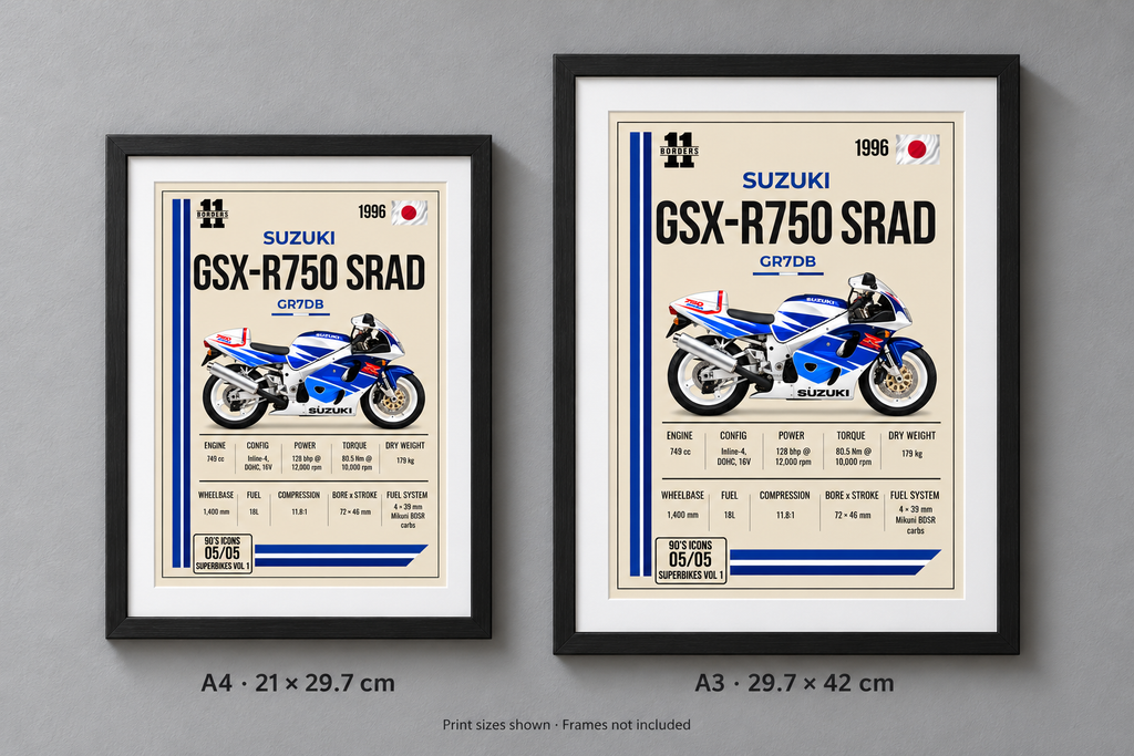 1996 Suzuki GSX-R750 SRAD Motorcycle Art Print, A4 or A3, Unframed