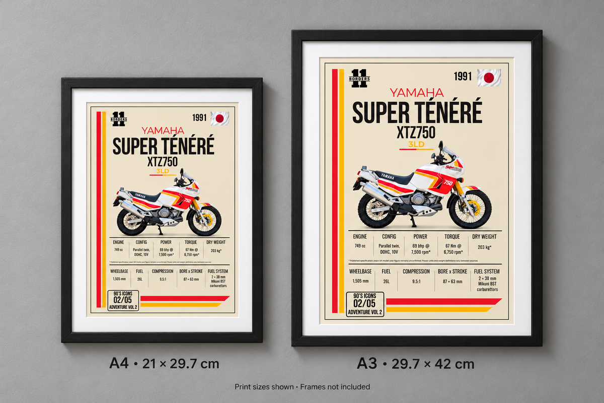 1991 Yamaha Super Ténéré Motorcycle Art Print, A4 or A3, Unframed