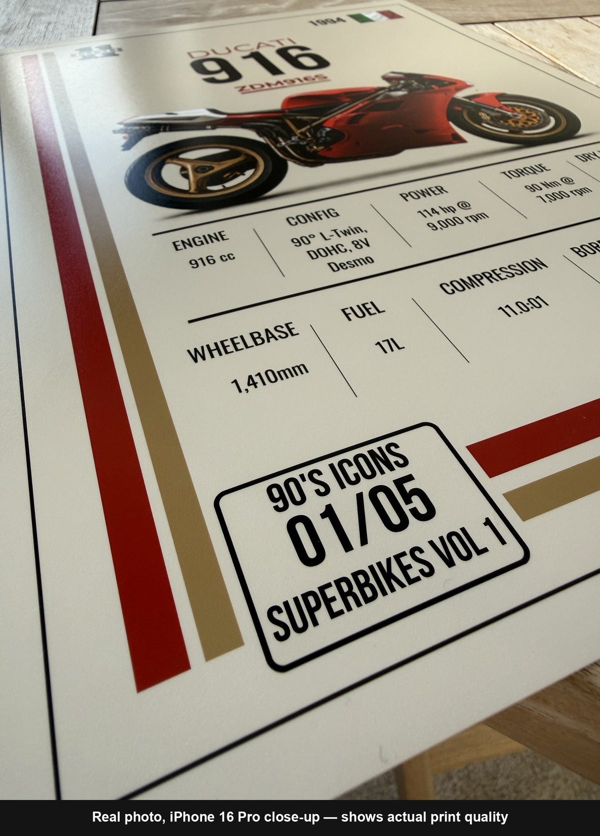 2001 Ducati MH900e Motorcycle Art Print, A4 or A3, Unframed